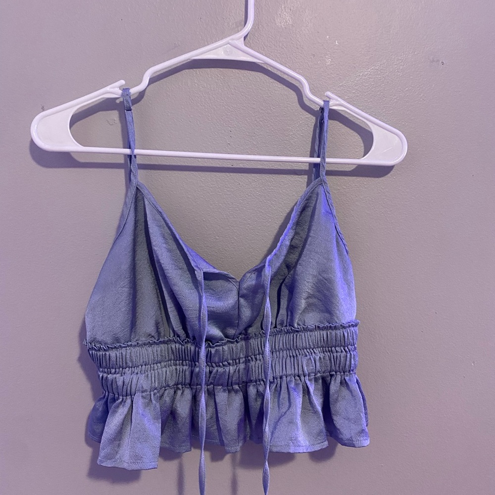 Cotton Candy LA Womens Blue Smocked Camisole Halter Top Crop